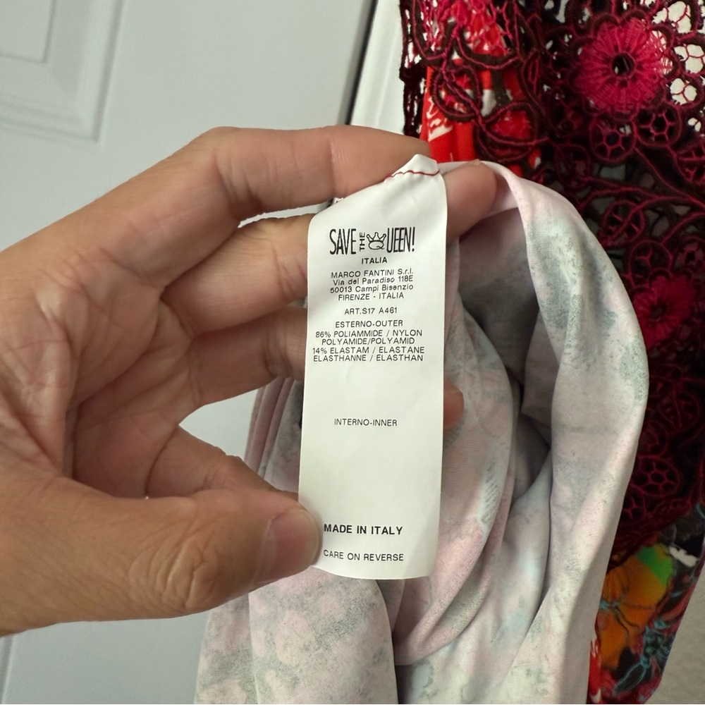SAVE THE QUEEN pink multicolor floral lace trim sheer insert midi maxi‎ dress - Picture 11 of 11
